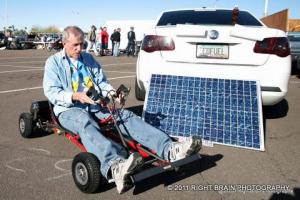 Jim Stack Riding the EV Go-Cart