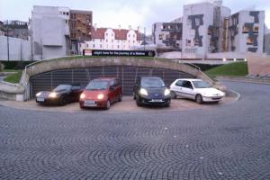 In front of the Scottish Parliment